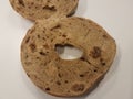 Raisin bagel sliced