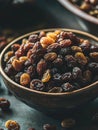 Raisin Bowl on Table Royalty Free Stock Photo