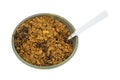 Raisin Bran Dry In Bowl With Spoon On A White Background