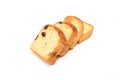 Raisin bread toast plate isolated on a white background Royalty Free Stock Photo