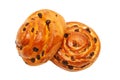 Raisin buns isolated on white background Royalty Free Stock Photo