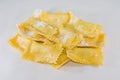 Raisin ravioli on white background for various uses