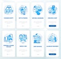 Raising child blue onboarding mobile app page screen set