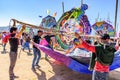 Raising kite, Giant kite festival, All Saints' Day, Guatemala Royalty Free Stock Photo