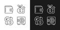 Raising and saving money pixel perfect linear icons set for dark, light mode Royalty Free Stock Photo