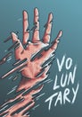 Raising voluntary hand comic style vector