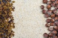 Raisins, hazelnuts and sesame Royalty Free Stock Photo