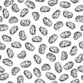 Raisins seamless pattern. Vector drawing background. Dried grape objects. Royalty Free Stock Photo
