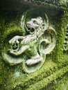 Raith family lion crest covered in moss Royalty Free Stock Photo