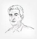 Raj Kapoor famous Indian actor, film producer and film director vector sketch portrait