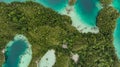 Raja Ampat Islands: Triton Bay With Turquoise Sea And Green Tropical Trees. Aerial View Of Wide Angle Nature; Pacific Ocean