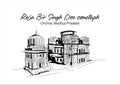 Raja bir singh dei cenotape orchha madhya pradesh India building vector illustration