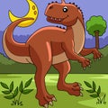 Rajasaurus Dinosaur Colored Cartoon Illustration