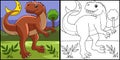 Rajasaurus Dinosaur Coloring Page Illustration