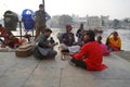 Rajasthan Famous Sarangi Musical Instrument being played at street near Gangor Ghat Pichola Lake. Traditional folk musicians sings Royalty Free Stock Photo