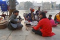 Rajasthan Famous Sarangi Musical Instrument being played at street near Gangor Ghat Pichola Lake. Traditional folk musicians sings Royalty Free Stock Photo