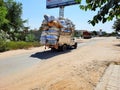 10.03.2020 - Rajasthan, India : vehicle overloaded with plastic waste exporting for recycle