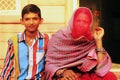 Rajasthan woman with her son