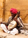 Rajasthani Folk singer in India. Old man, Street Singer and Beggar.
