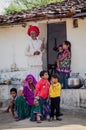 Rajasthani grandparents and five children