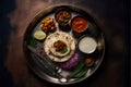 Rajasthani or Maharashtrian food, served in a plate.