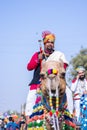 Rajasthani male on camel during bikaner camel festival