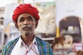 Rajasthani Man Wearing Traditional Turban in Pushkar, India Royalty Free Stock Photo