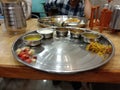 Rajasthani thali food served by hotel and restaurant 88 in Raipur India Royalty Free Stock Photo