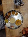 Rajasthani thali food served by hotel and restaurant 88 in Raipur India Royalty Free Stock Photo