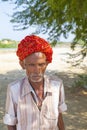 A Rajasthani tribal man wearing