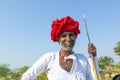 A Rajasthani tribal man wearing