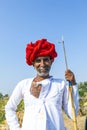 A Rajasthani tribal man wearing