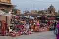 Rajasthani womens clothes being sold at Famous Sardar Market and Ghanta ghar Clock tower in the evening