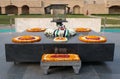 Rajghat, New Delhi. Memorial at Mahatma Gandhis body cremation place, Delhi Royalty Free Stock Photo