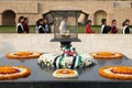 Rajghat, New Delhi. Memorial at Mahatma Gandhis body cremation place, Delhi Royalty Free Stock Photo