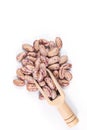 Rajma Chitra (Speckled Kidney Beans), Spotted kidney beans with wooden spoon Royalty Free Stock Photo