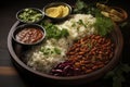 Rajma Masala Curry in black bowl on dark slate table top. Red Kidney Bean Dal is indian cuisine vegetarian dish. Asian food, meal Royalty Free Stock Photo