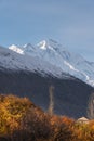 Rakaposhi mountain peak view from Hunza valley in autumn season, Karakoram mountains range in north Pakistan Royalty Free Stock Photo