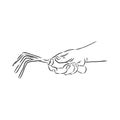 A rake garden tool. Hand drawn doodle garden vector illustration. Isolated on white. rake in hand vector sketch illustration Royalty Free Stock Photo