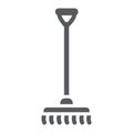 Rake glyph icon, agriculture and garden, instrument sign, vector graphics, a solid pattern on a white background.