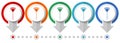 Rake, gradening too vector icon set, flat design infographic template, set pointer concept icons in 5 color options for webdesign