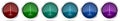 Rake, gradening tool icons, set of silver metallic glossy web buttons in 6 color options isolated on white background
