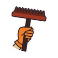 Rake hand garden gardening tool icon. Vector graphic Royalty Free Stock Photo