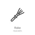 rake icon vector from house plants collection. Thin line rake outline icon vector illustration. Outline, thin line rake icon for Royalty Free Stock Photo