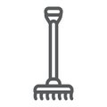 Rake line icon, agriculture and garden, instrument sign, vector graphics, a linear pattern on a white background.