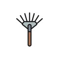 Rake, pitchfork flat color line icon. Isolated on white background