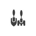 Rake and trowel vector icon