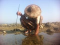Rakhine Squid Fisher, Myanmar, Burma, spear fishing Royalty Free Stock Photo