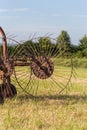 raking machine for haying with an old traktor