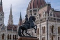 Rakoczi Ferenc equestrian statue in front of the Hungarian Parliament Building Royalty Free Stock Photo